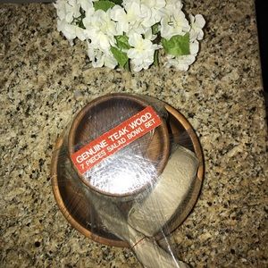 Genuine Teak Wood 7 piece Salad Bowl Set!